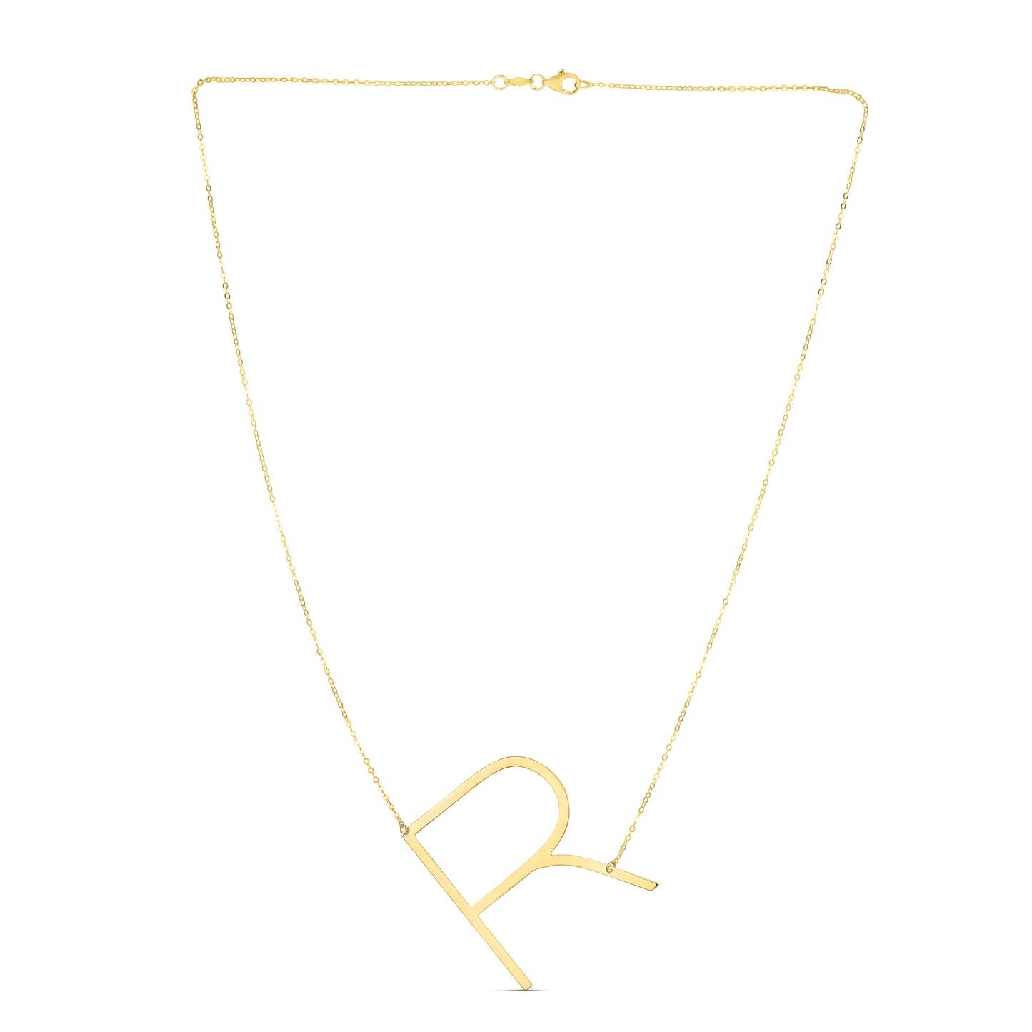 14K Gold Large Initial R Necklace