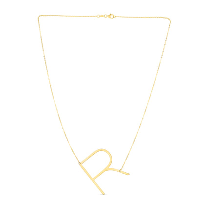 14K Gold Large Initial R Necklace