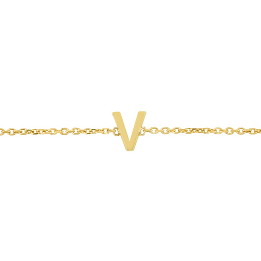 14K Mini Initial V Necklace