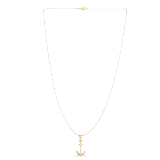 14K Gold Polished Anchor Necklace