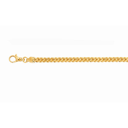 14K Gold 4.4mm SemiSolid Square Franco Chain