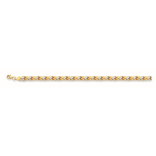 14K Twotone Gold Satin X Stampato Bracelet