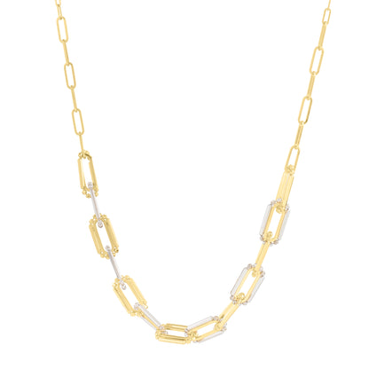 14K TwoTone Pallina Paperclip Necklace