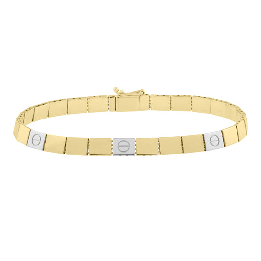 14K Gold TwoTone Nail Head Bracelet