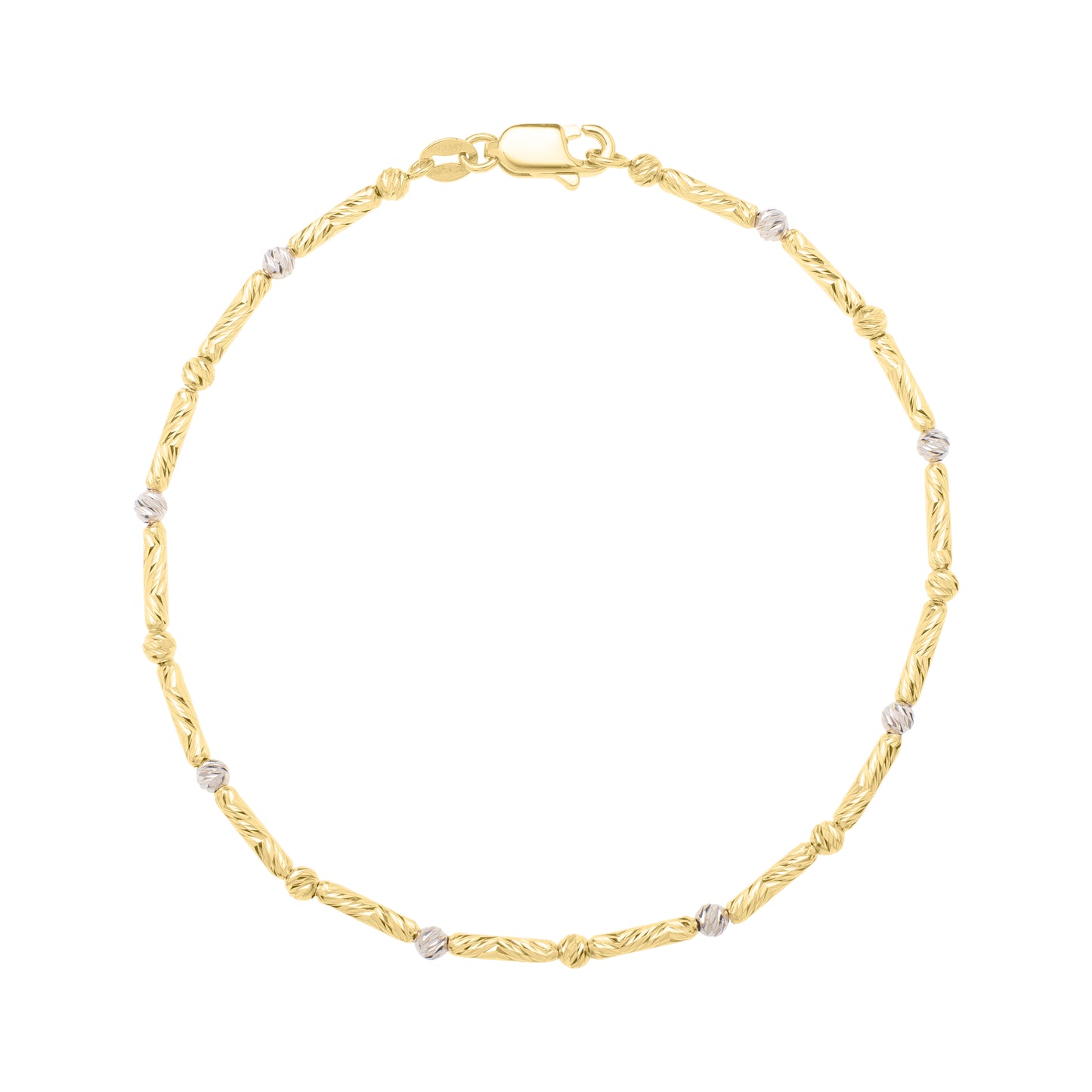 14K TwoTone Bar & Bead Chain