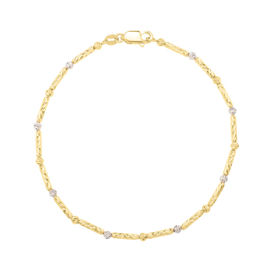 14K TwoTone Bar & Bead Chain