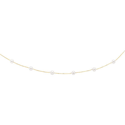 14K Gold Pearl Station Necklace