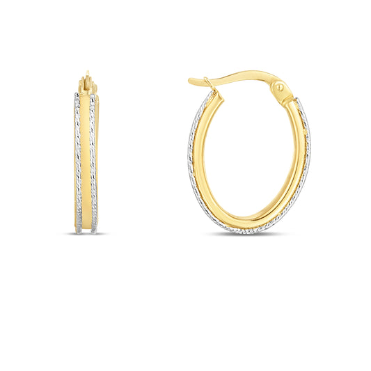 14K Twotone Oval Hoop