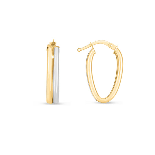 14K Twotone Double Oval Hoops
