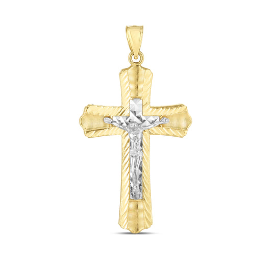 14K Twotone Cross Pendant