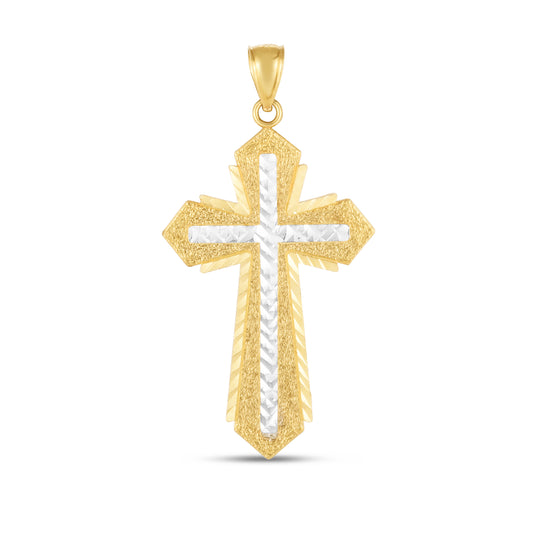 14K Twotone Cross Pendant