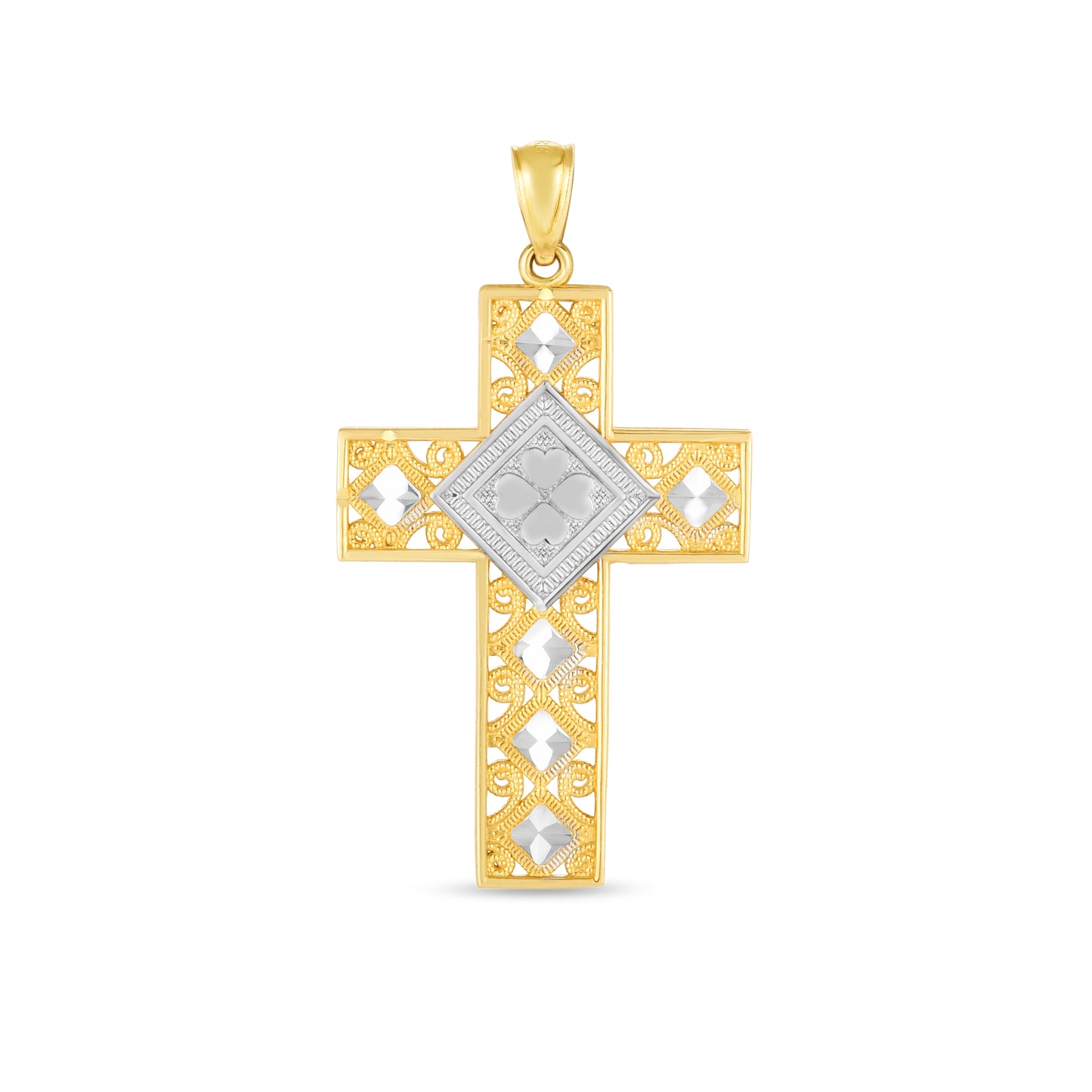 14K Twotone Cross Pendant