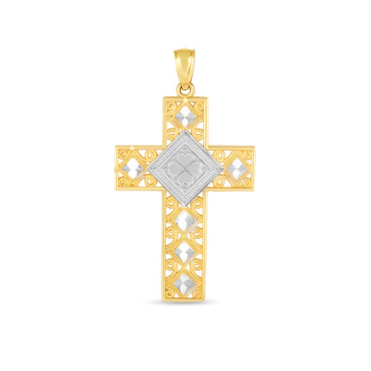 14K Twotone Cross Pendant