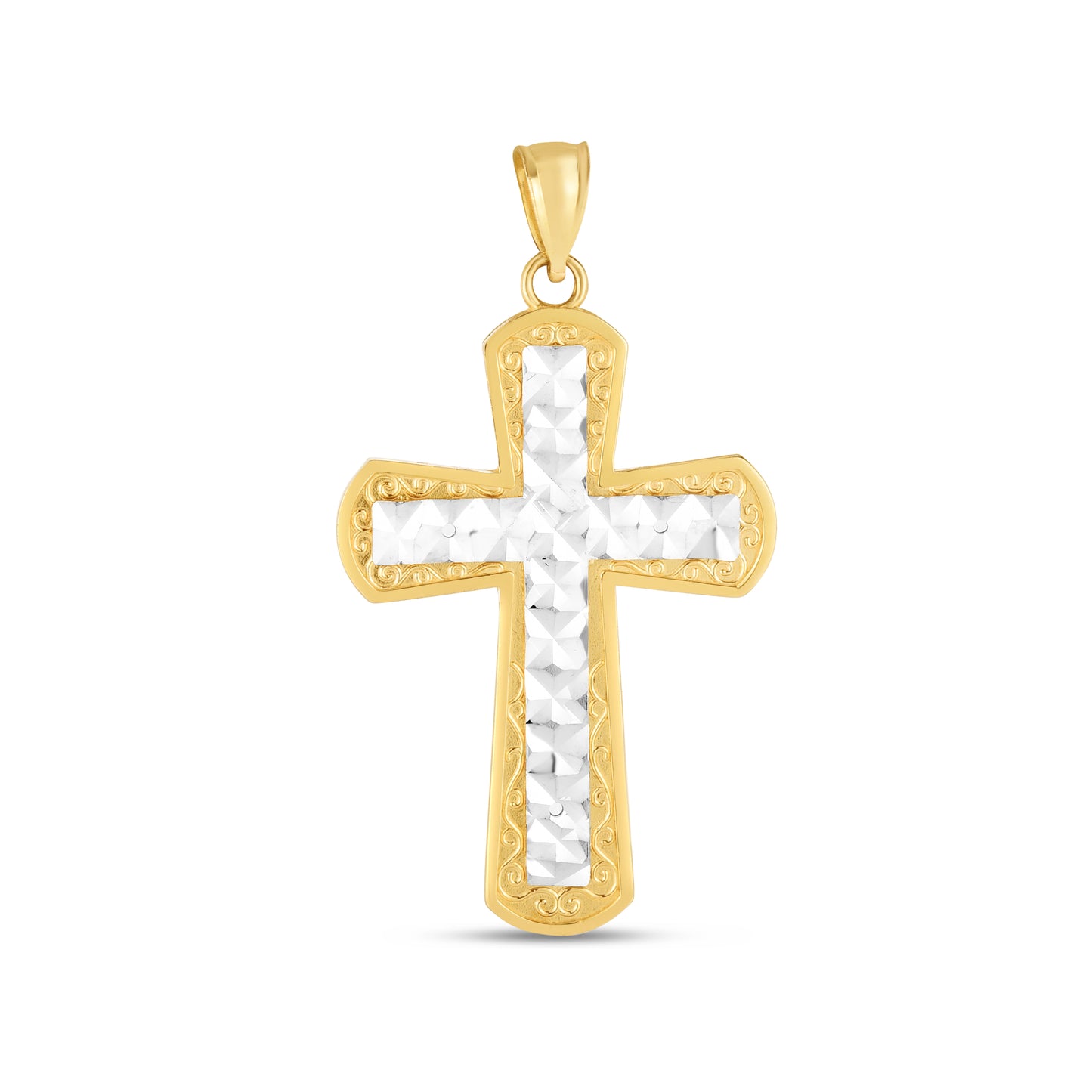 14K Twotone Cross Pendant