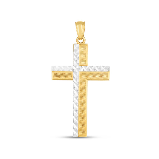 14K Twotone Cross Pendant