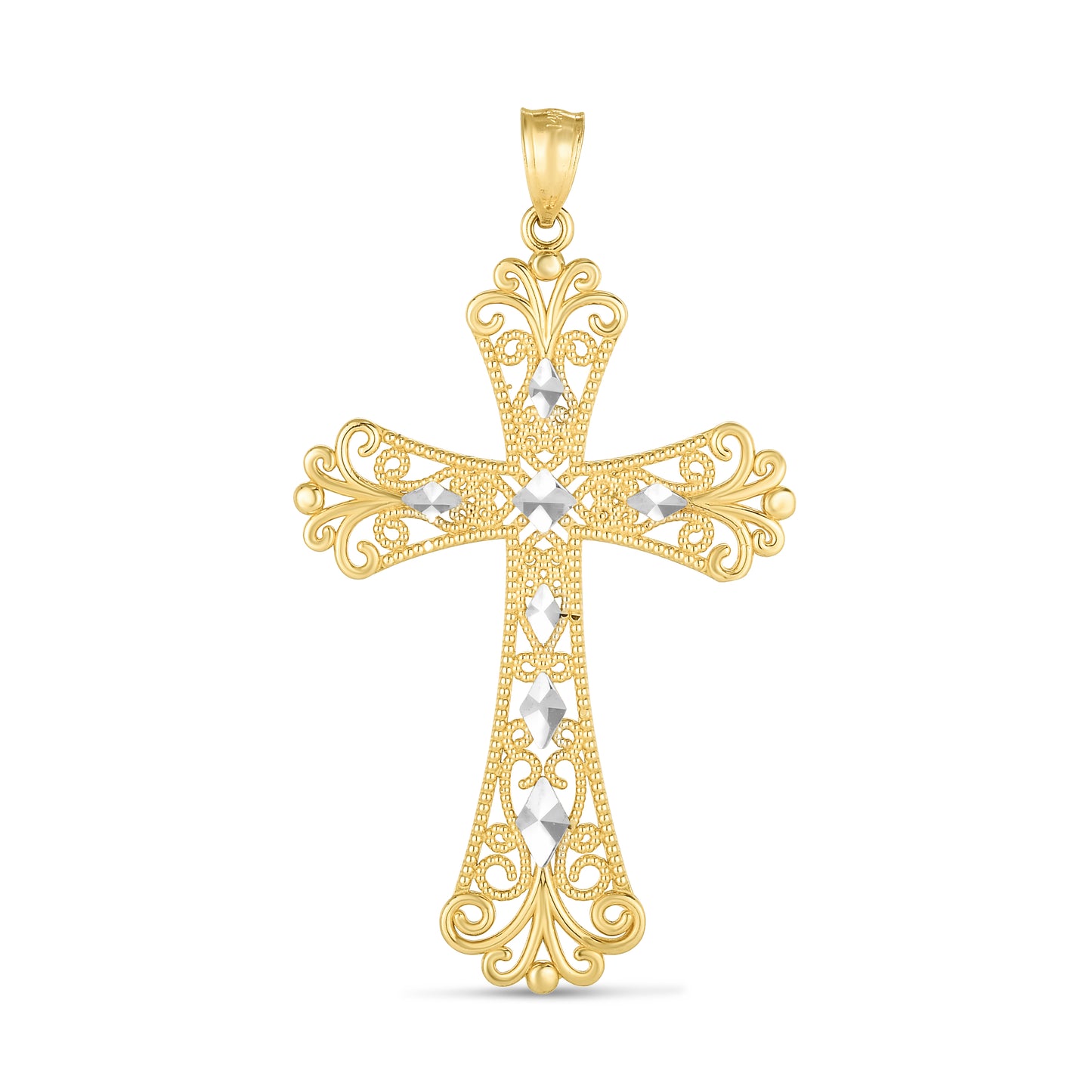 14K Twotone Cross Pendant
