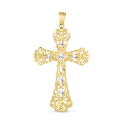 14K Twotone Cross Pendant
