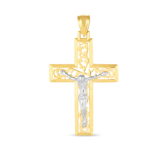14K Twotone Cross Pendant