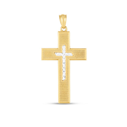 14K Twotone Cross Pendant
