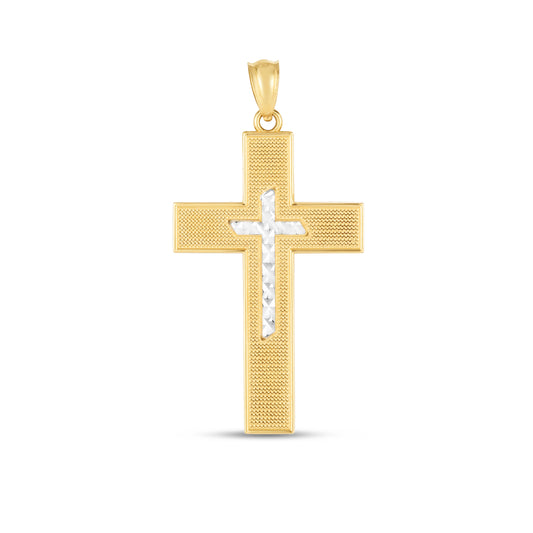 14K Twotone Cross Pendant
