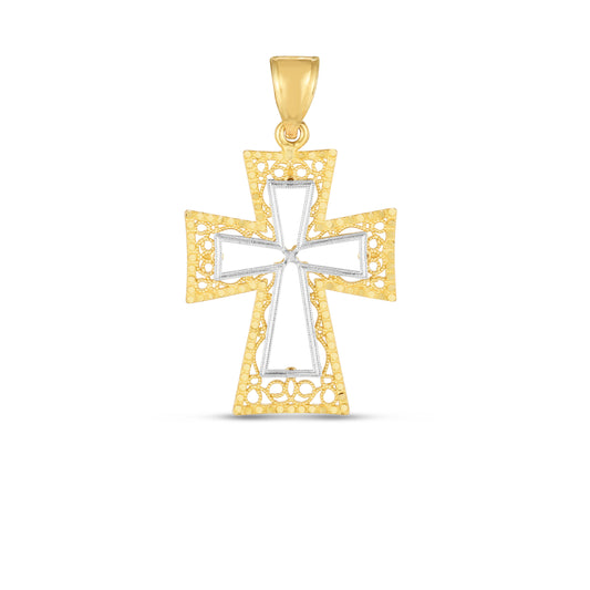 14K Twotone Cross Pendant