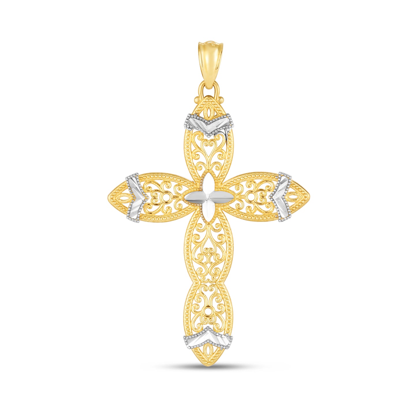 14K Twotone Cross Pendant