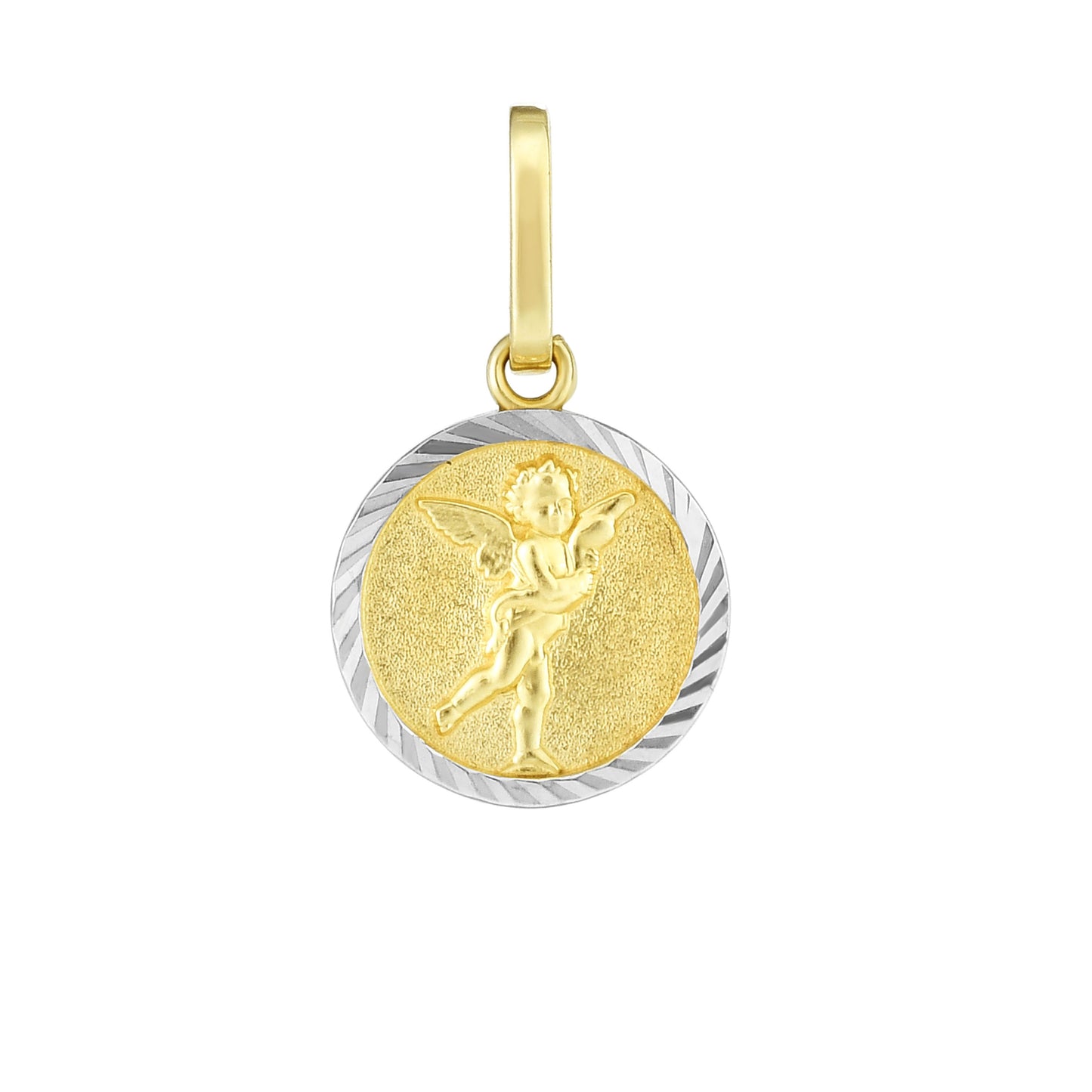 14K Twotone Gold Angel Religious Medal