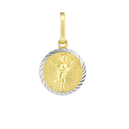 14K Twotone Gold Angel Religious Medal