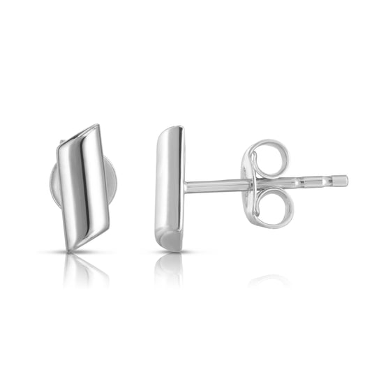 14K Gold Polished Bar Stud Earring