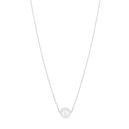 14K Pearl Necklace Solitaire
