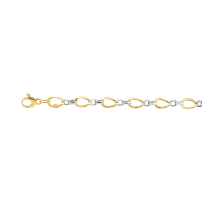 14K Twotone Gold Polished Twisted Oval Link Chain