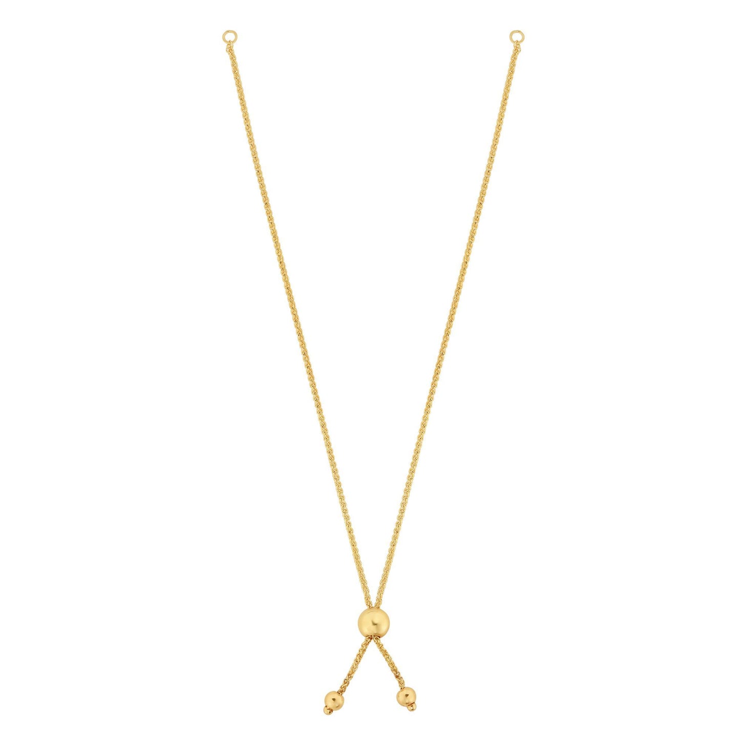 10K Gold Round Wheat Chain with Ball Slide Friendship Bracelet